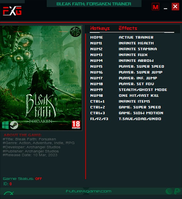 скачать Bleak Faith: Forsaken +14 трейнер v10.03.2023 {FutureX}