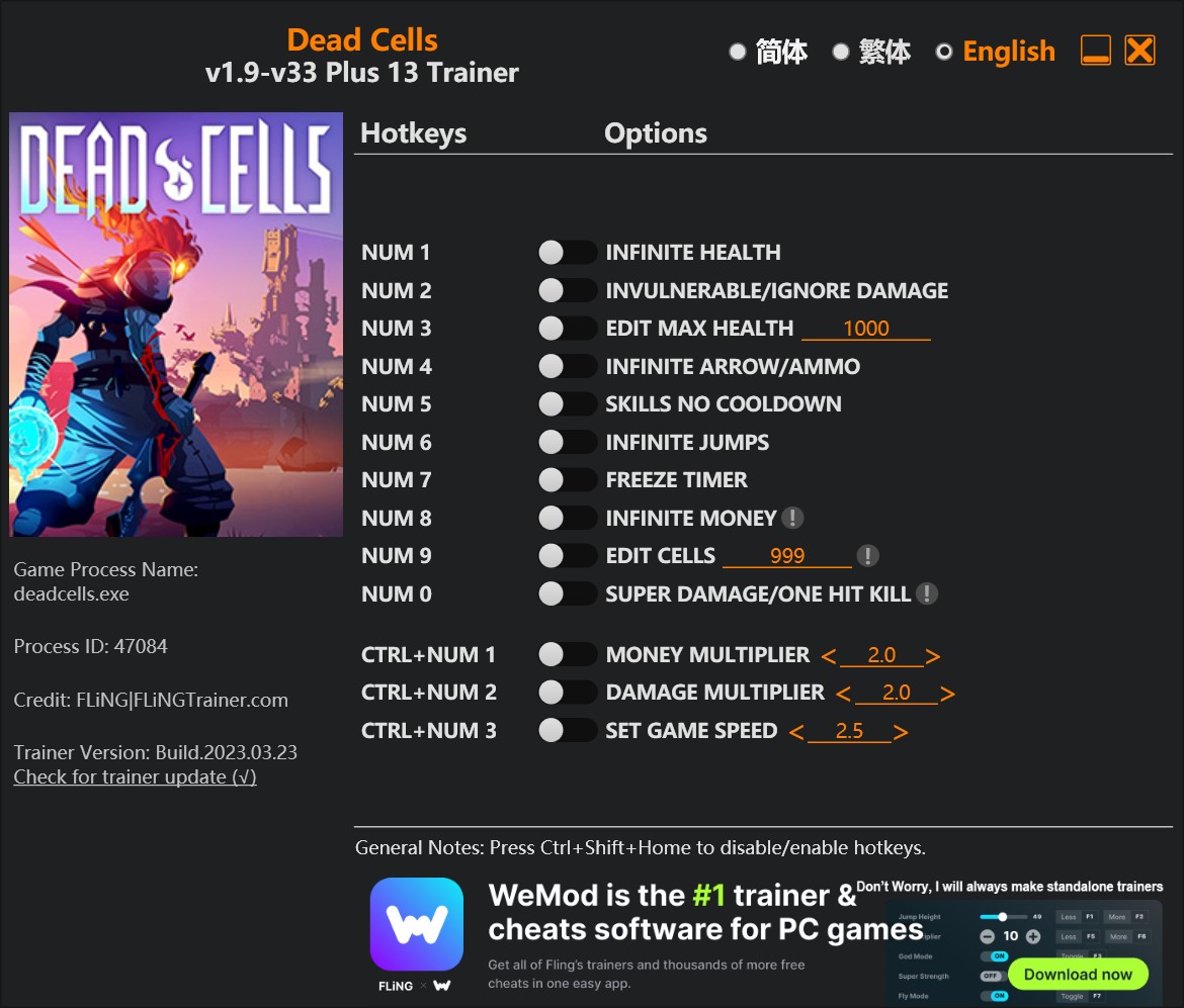 скачать Dead Cells: +13 трейнер v1.9-v33 {FLiNG}