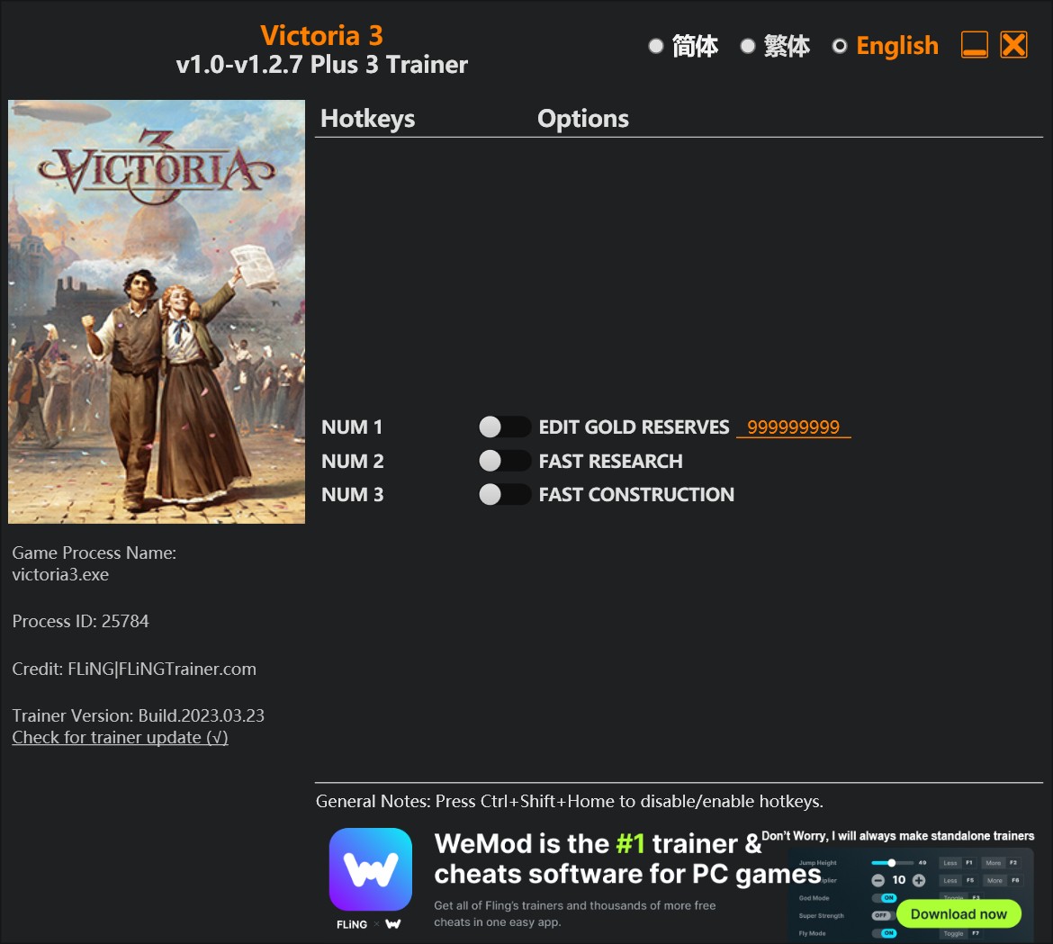 скачать Victoria 3: +3 трейнер v1.0-v1.2.7 {FLiNG}