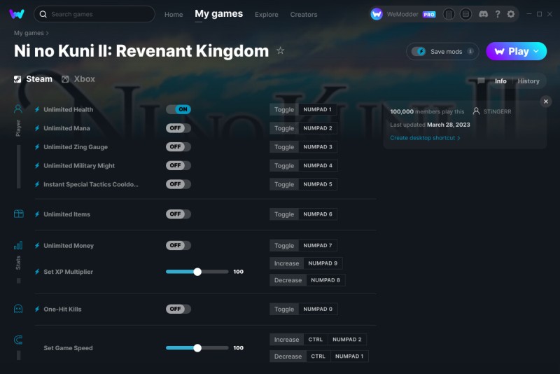 скачать Ni no Kuni 2: Revenant Kingdom +12 трейнер v28.03.2023 {STiNGERR / WeMod}