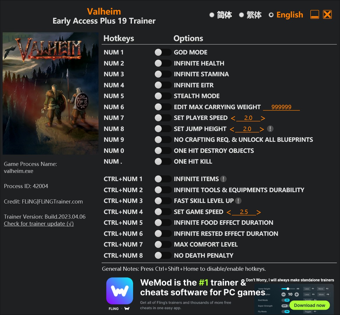 скачать Valheim: +19 трейнер v2023.04.06 {FLiNG}