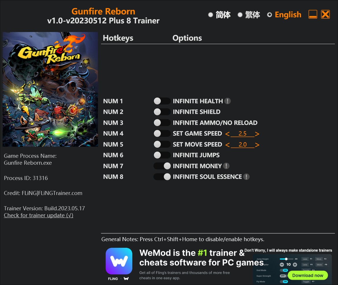 скачать Gunfire Reborn: +8 трейнер v1.0-v20230512 {FLiNG}