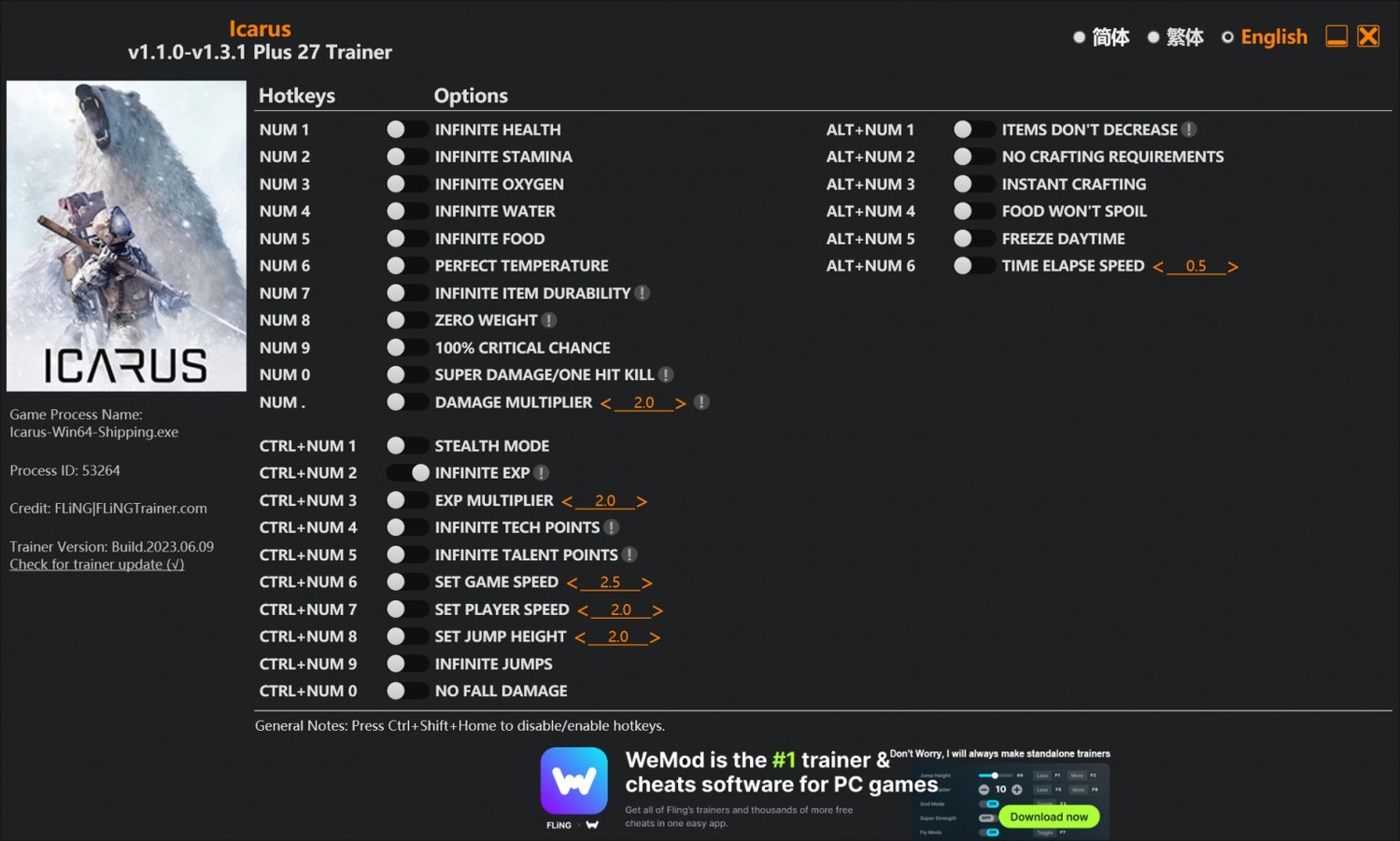 скачать ICARUS: +27 трейнер v1.1.0-v1.3.1 {FLiNG}