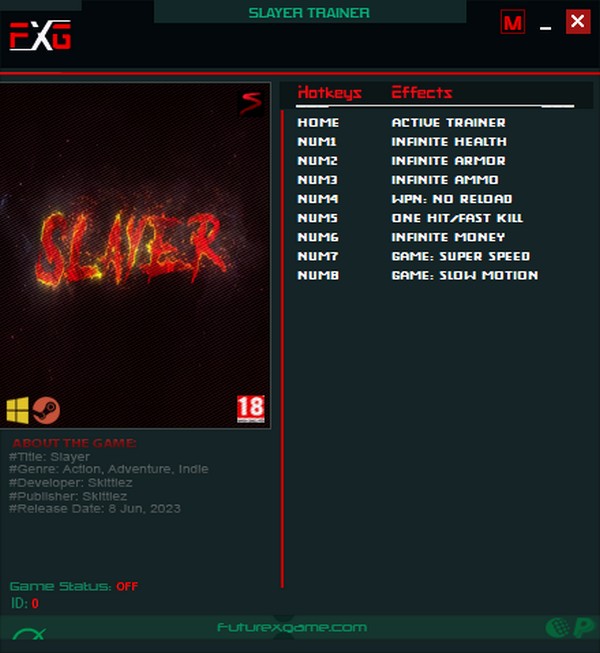 скачать Slayer: +8 трейнер v08.06.2023 {FutureX}