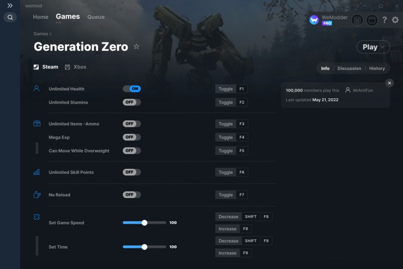 скачать Generation Zero: +9 трейнер v05.07.2023 {MrAntiFun / WeMod}