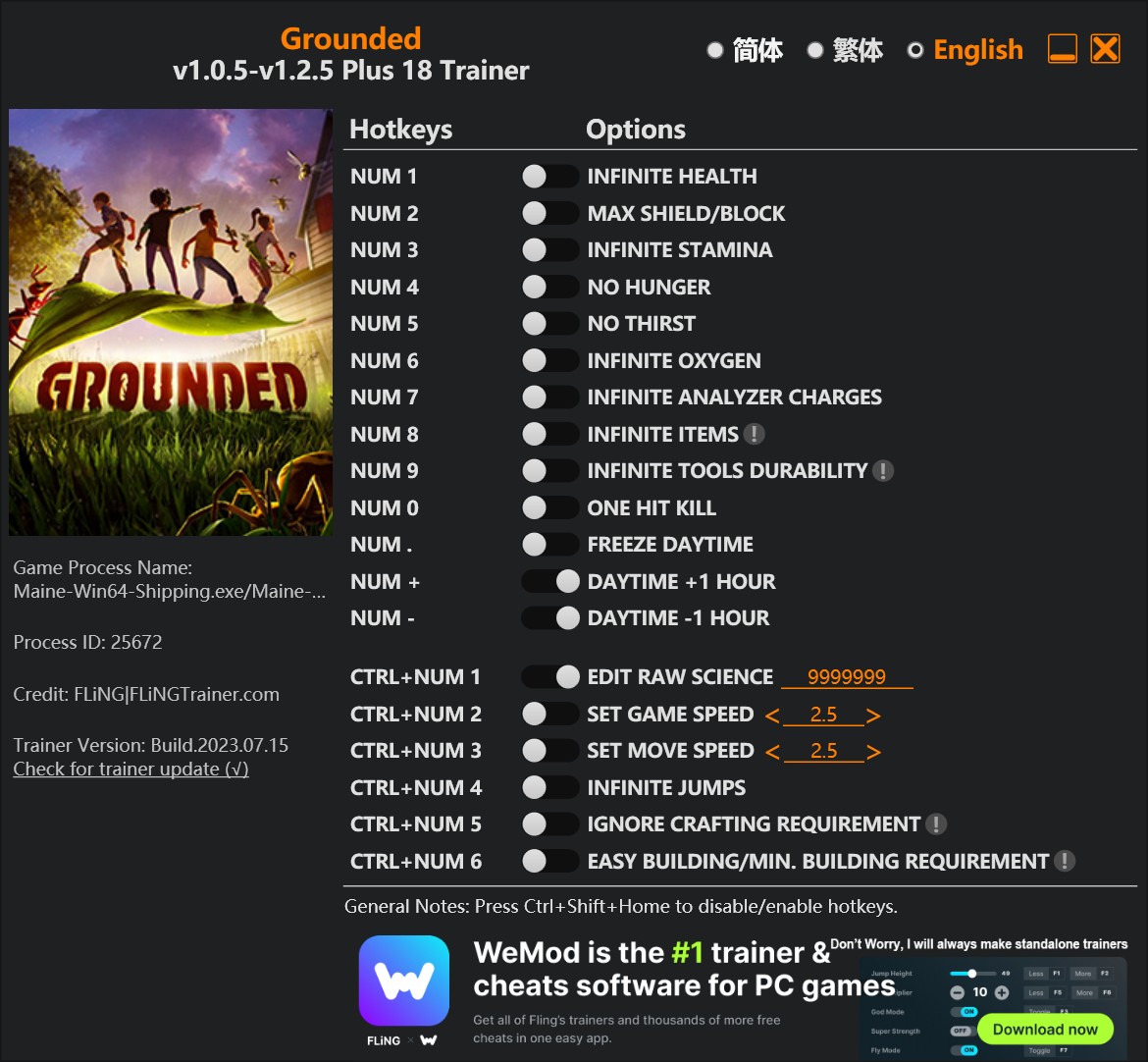 скачать Grounded: +18 трейнер v1.0.5-v1.2.5 {FLiNG}