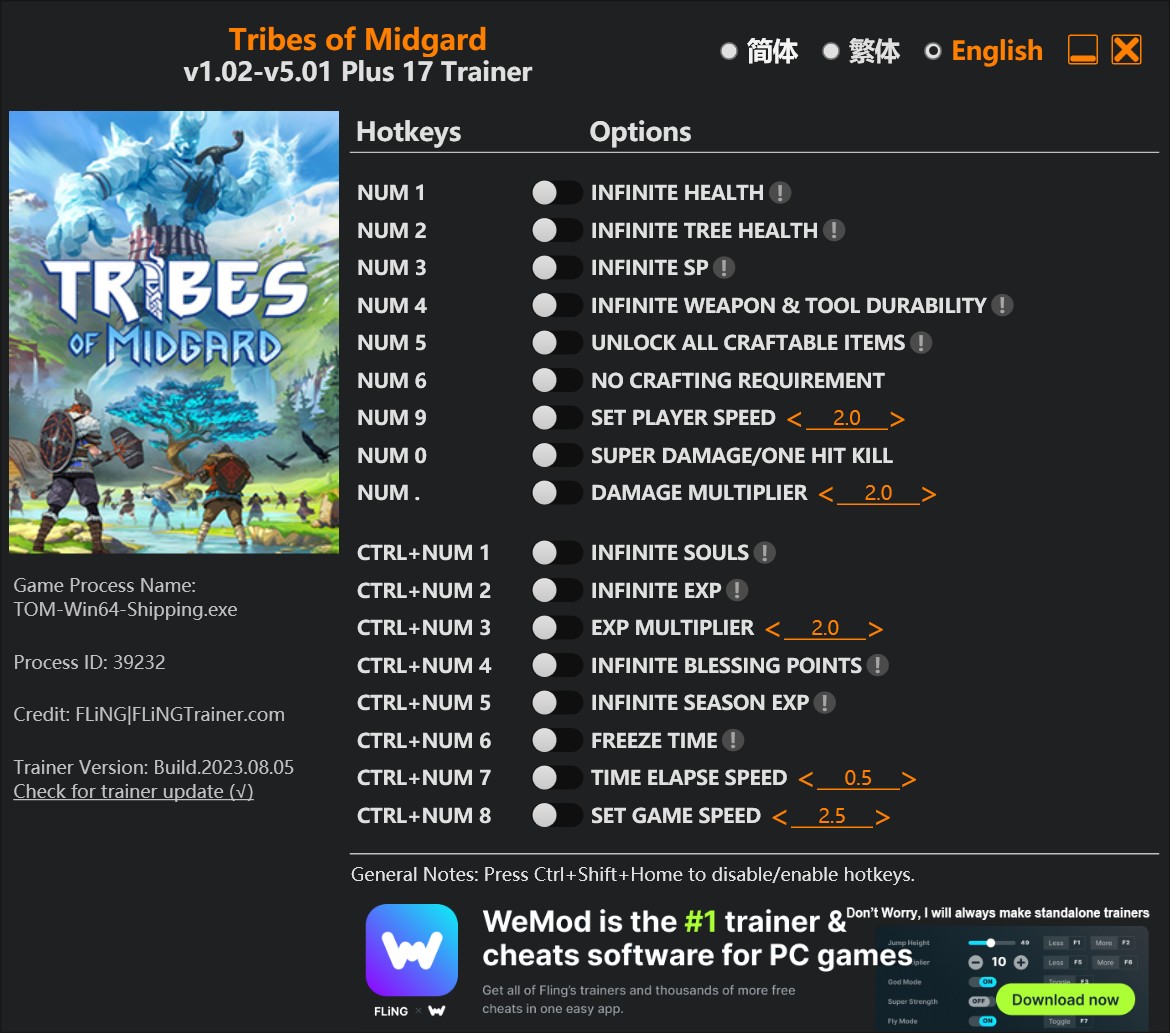 скачать Tribes of Midgard: +17 трейнер v1.02-v5.01 {FLiNG}