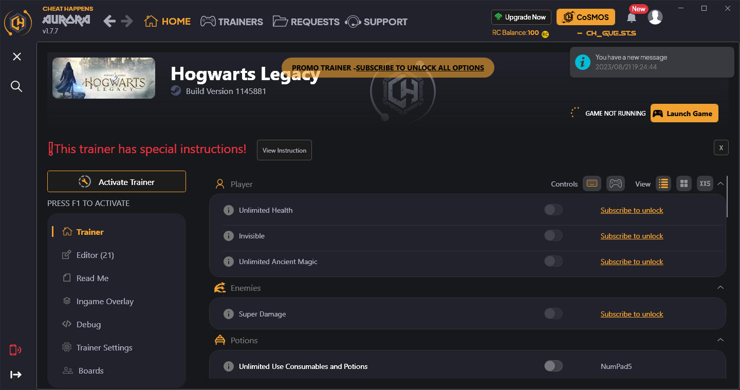 скачать Hogwarts Legacy: +45 трейнер v1145881 {CheatHappens.com}