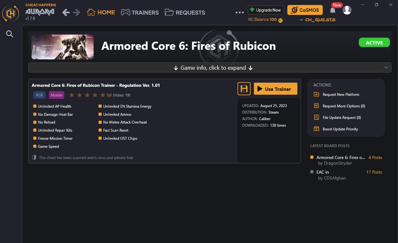скачать Armored Core 6: Fires of Rubicon +12 трейнер {CheatHappens.com}