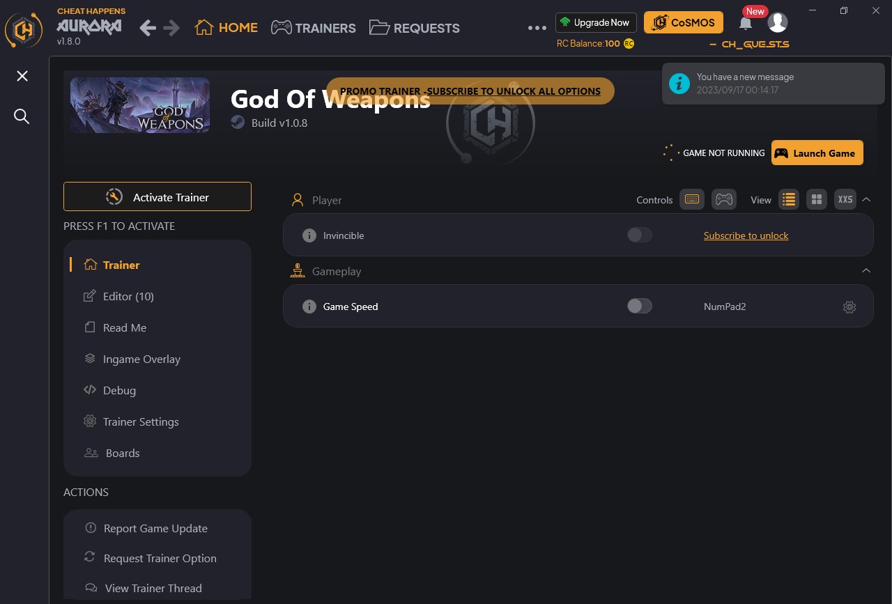 скачать God of Weapons: +12 трейнер {CheatHappens.com}