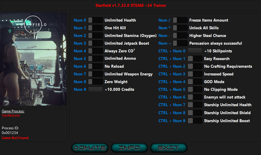 скачать Starfield: +24 трейнер v1.7.30.0 {iNvIcTUs oRCuS / HoG}