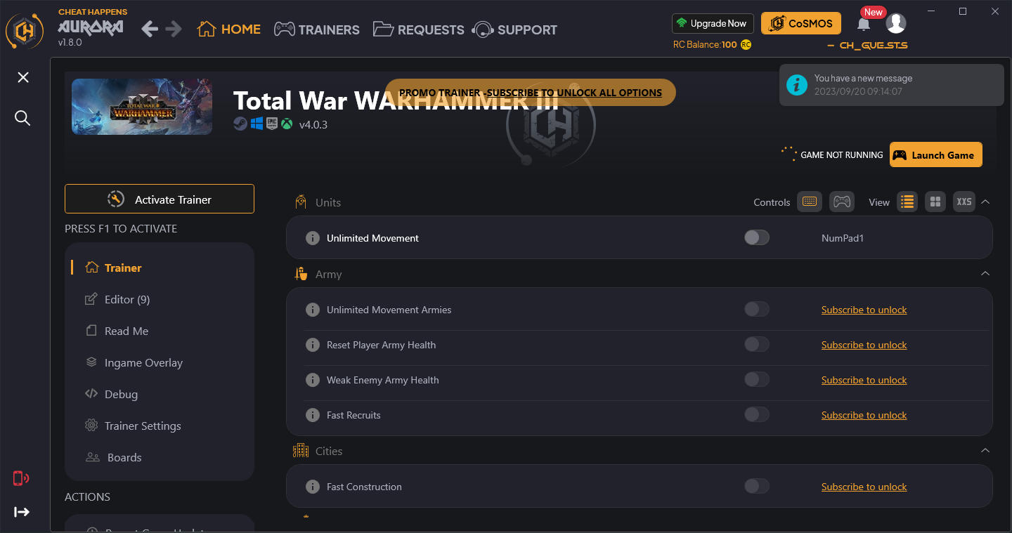 скачать Total War: Warhammer 3 +24 трейнер v4.0.3 {CheatHappens.com}