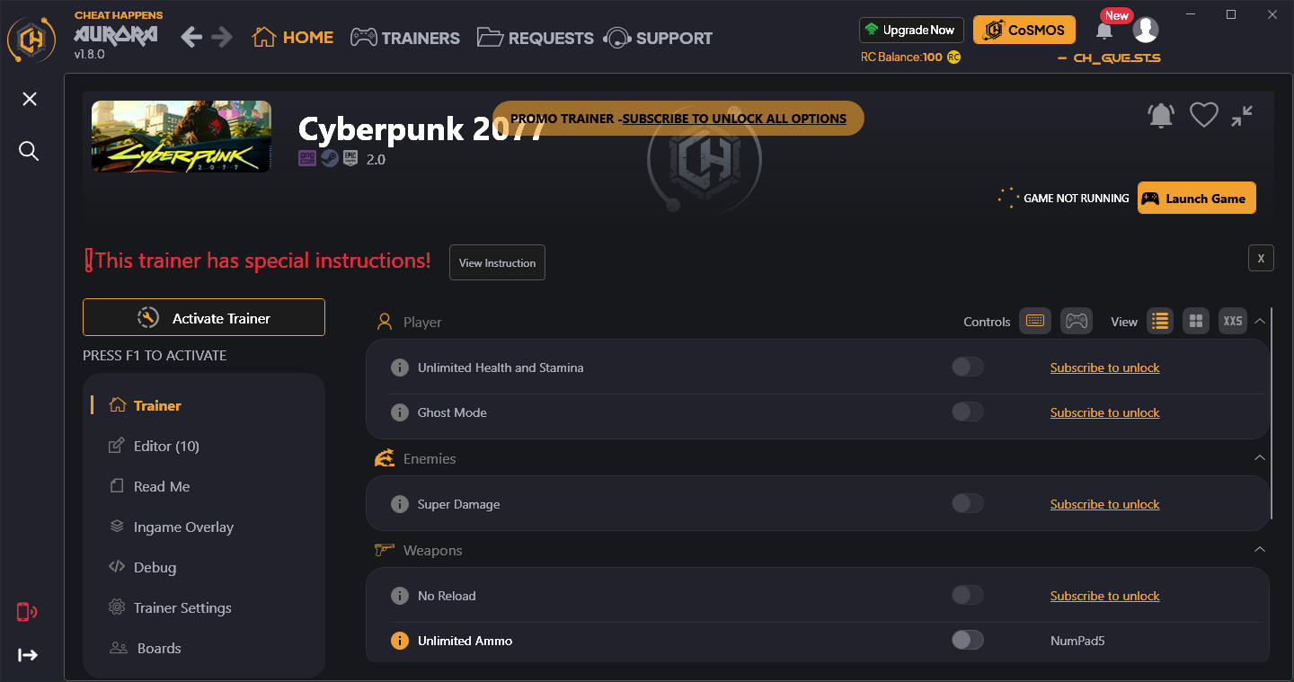 скачать Cyberpunk 2077: +18 трейнер v2.0 {CheatHappens.com}