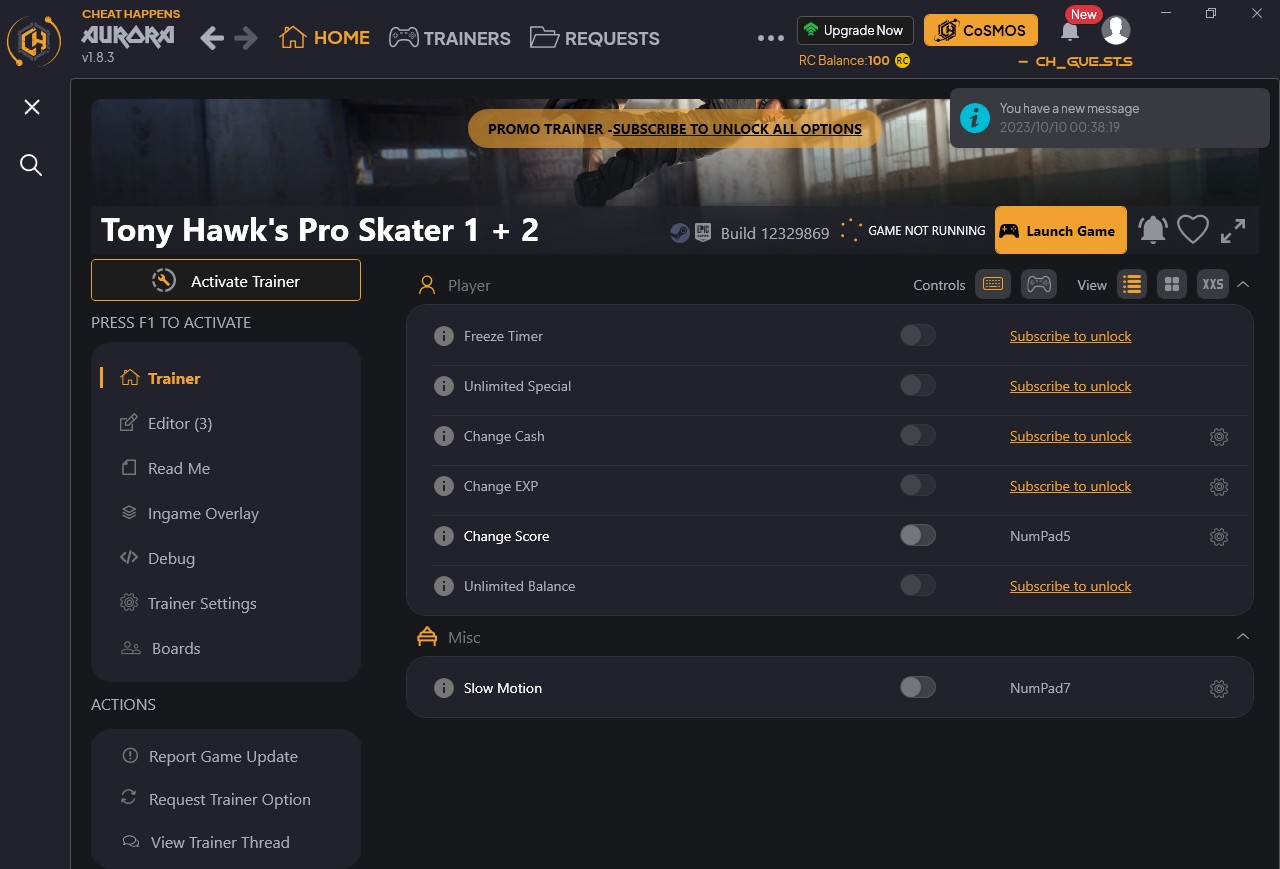 скачать Tony Hawk's Pro Skater 1&2: +10 трейнер Build 12329869 {CheatHappens.com}