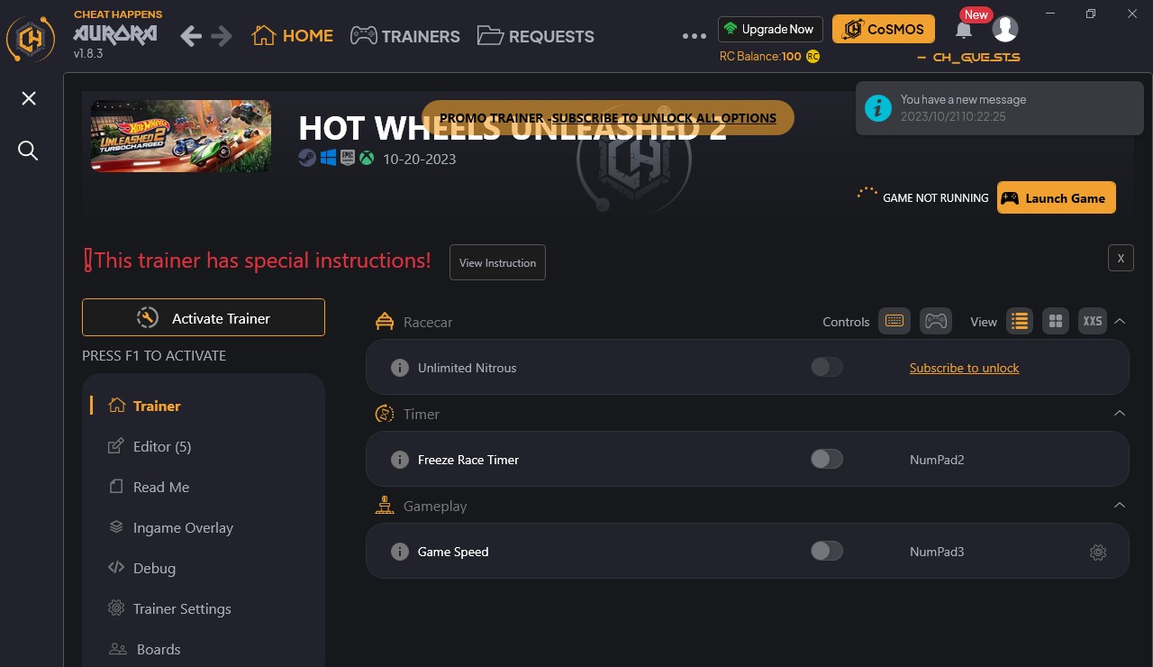 скачать Hot Wheels Unleashed 2: Turbocharged +8 трейнер {CheatHappens.com}