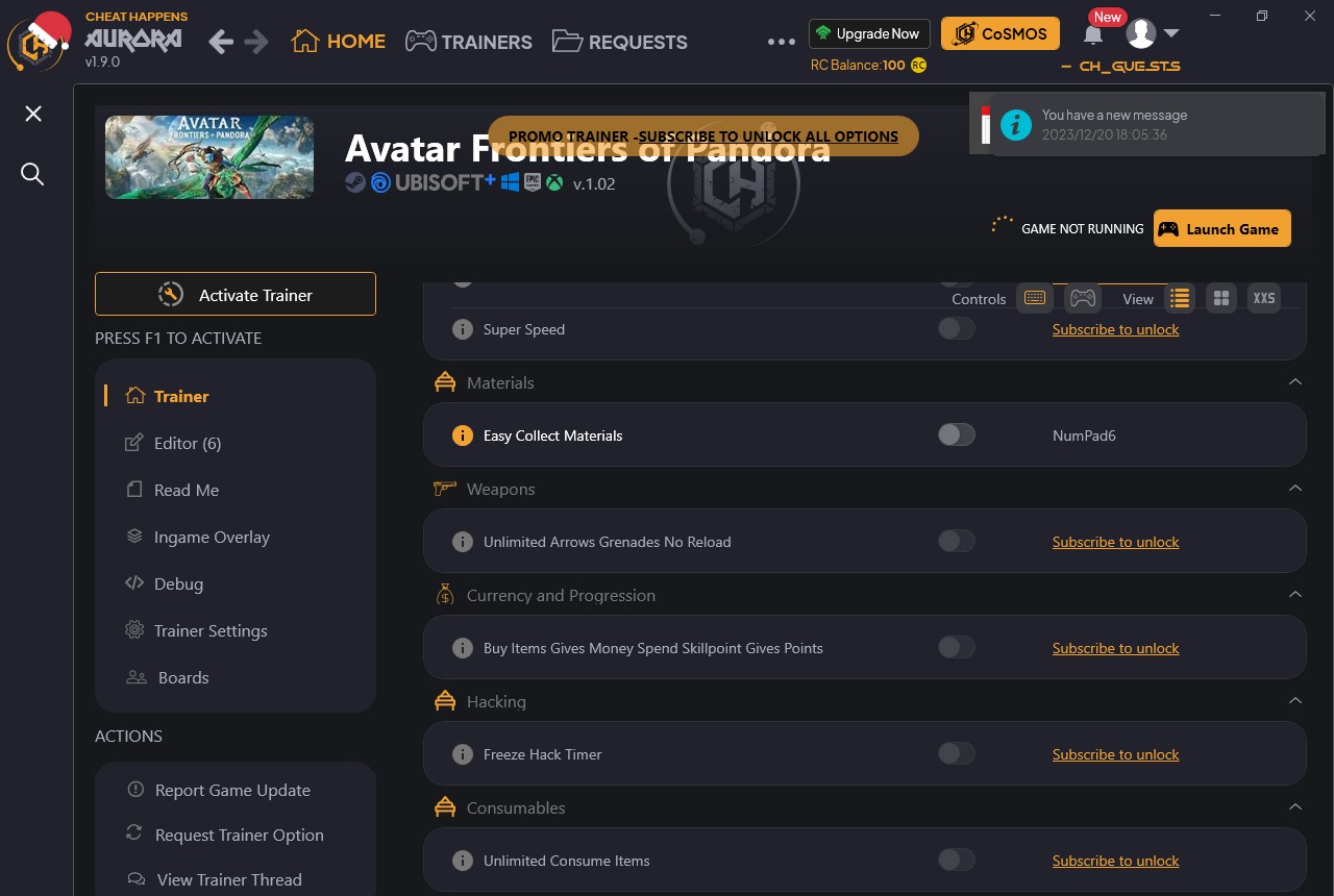 скачать Avatar: Frontiers of Pandora +14 трейнер v1.02 {CheatHappens.com}