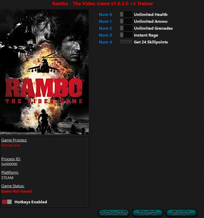 скачать Rambo: The Video Game +5 трейнер v1.0.2.0 {iNvIcTUs oRCuS / HoG}