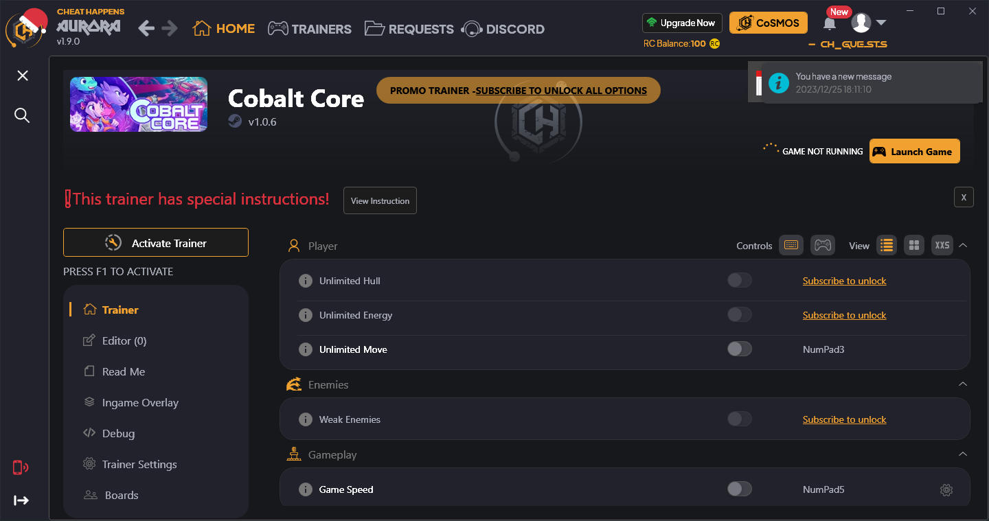 скачать Cobalt Core: +5 трейнер {CheatHappens.com}