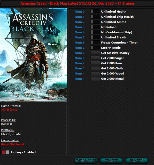 скачать Assassin's Creed 4: Black Flag +14 трейнер v26.12.2023 {iNvIcTUs oRCuS / HoG}