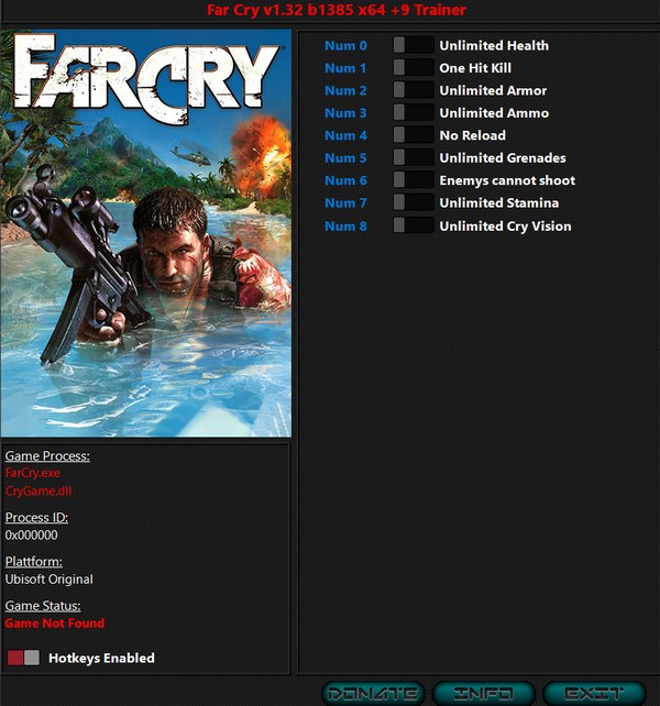 скачать Far Cry: +9 трейнер v1.32 {iNvIcTUs oRCuS / HoG}