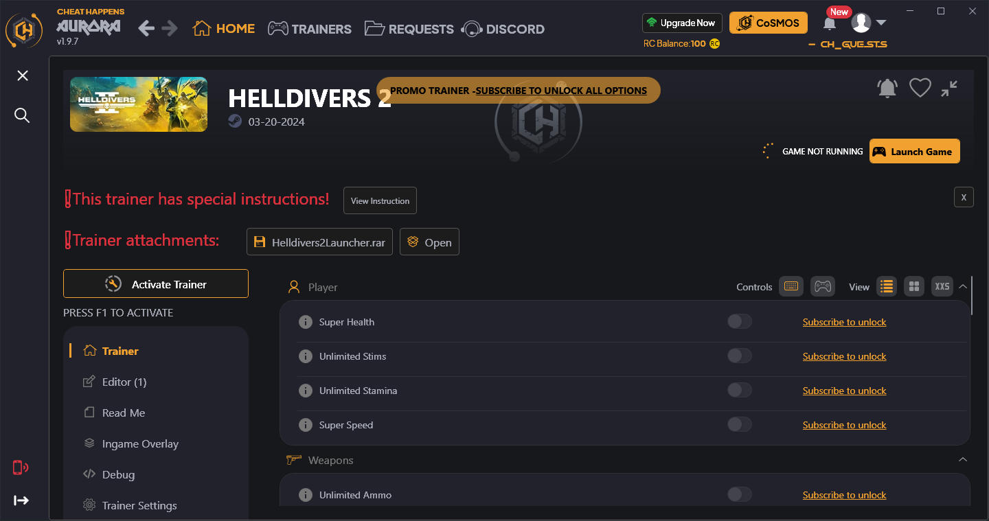 скачать Helldivers 2: +29 трейнер {CheatHappens.com}