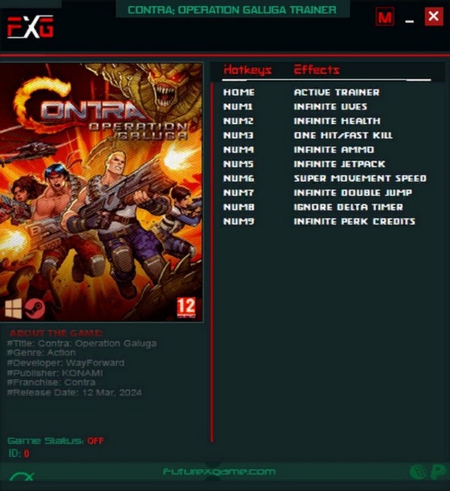 скачать Contra: Operation Galuga +9 трейнер v12.03.2024 {FutureX}