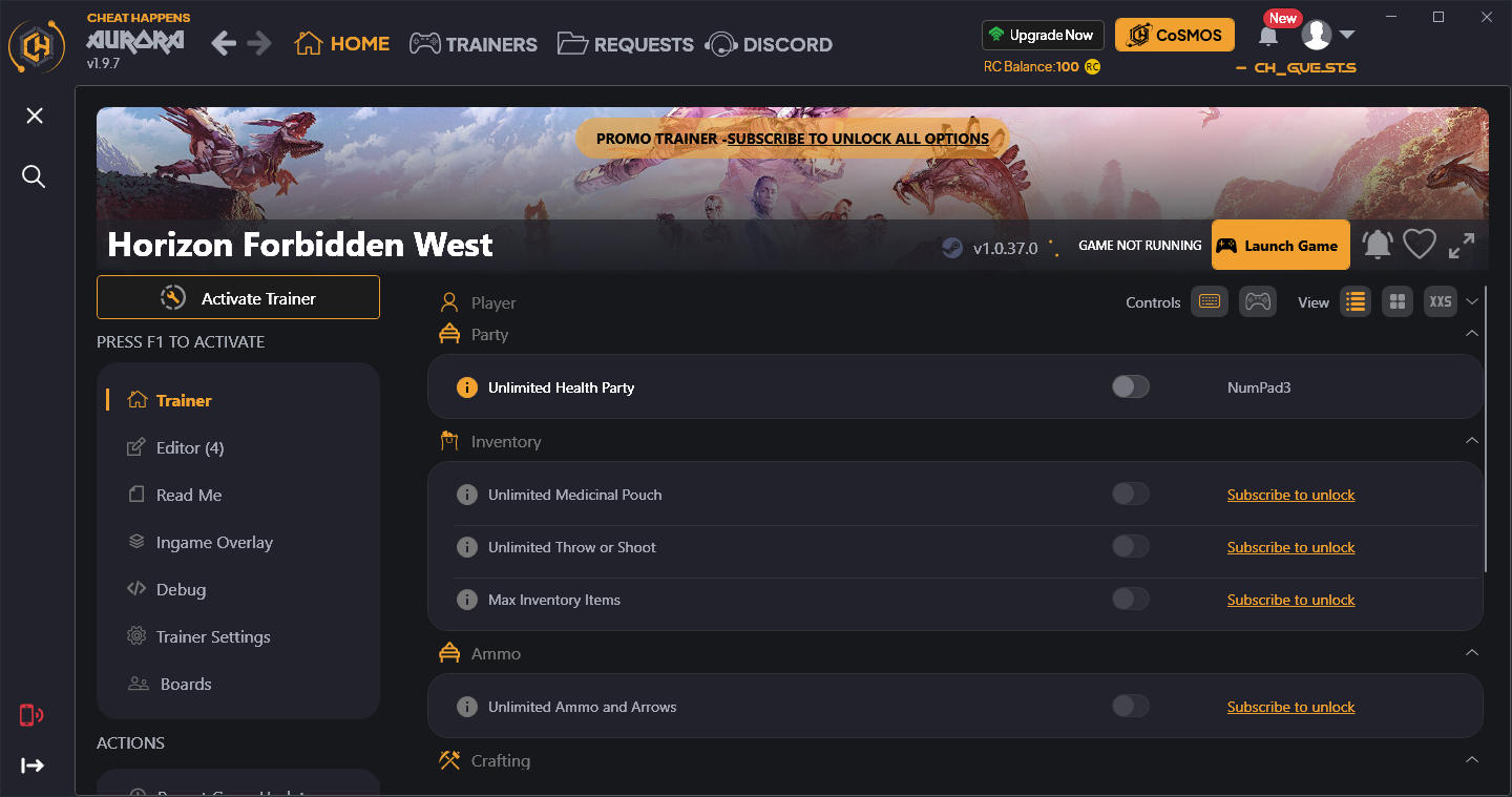 скачать Horizon Forbidden West: +15 трейнер {CheatHappens.com}