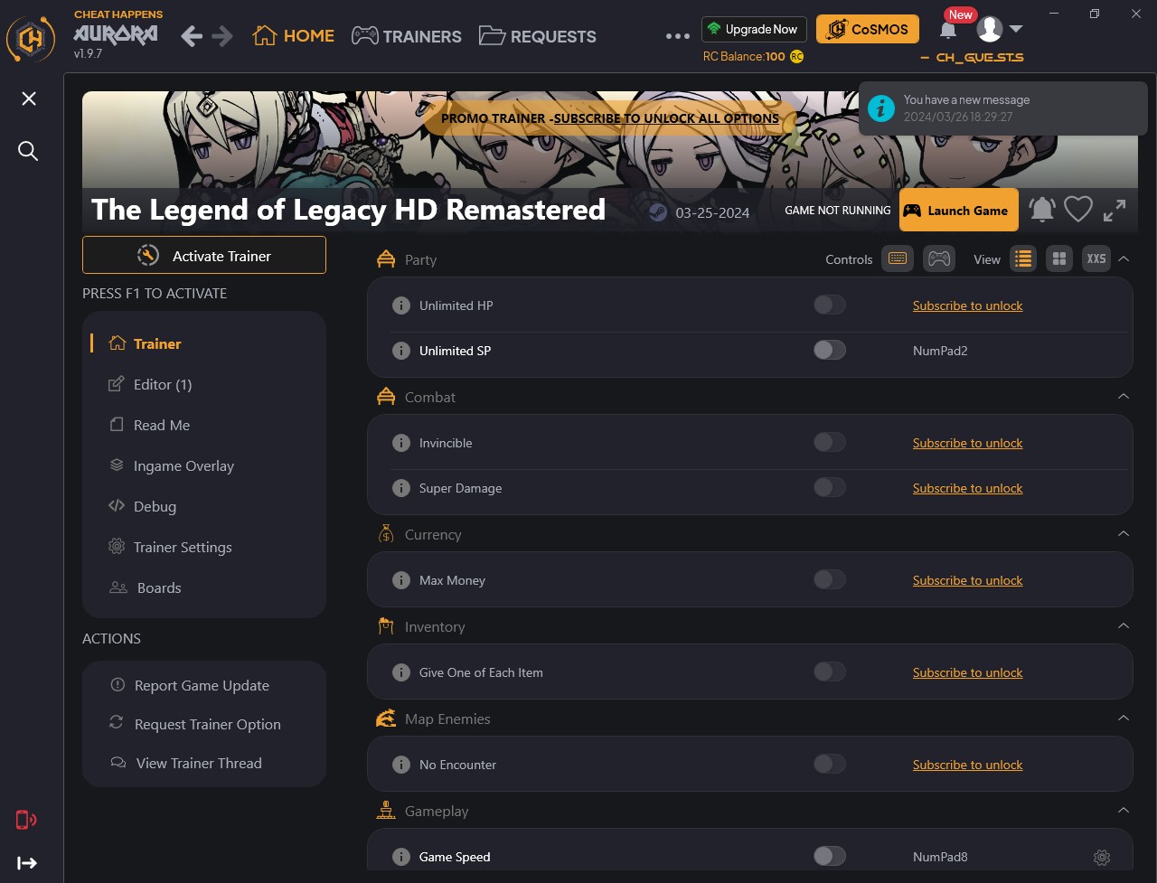 скачать The Legend of Legacy: HD Remastered +9 трейнер {CheatHappens.com}