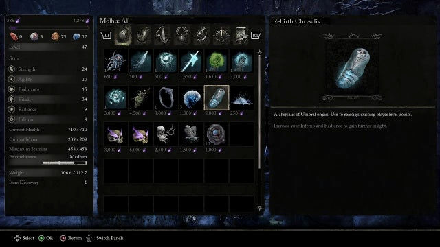 Lords of the Fallen 2023. Сбросить умения