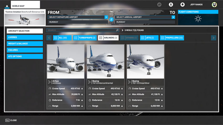 Лайнеры и Джеты в Microsoft Flight Simulator