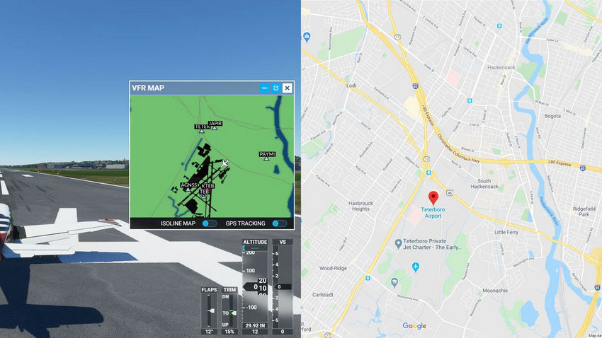 Найти место на Google Картах в Microsoft Flight Simulator