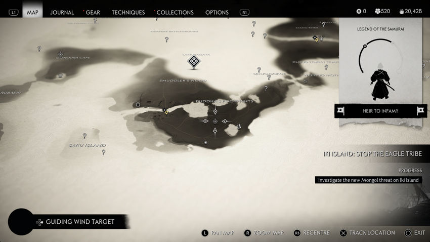 Карта острова ики ghost of tsushima