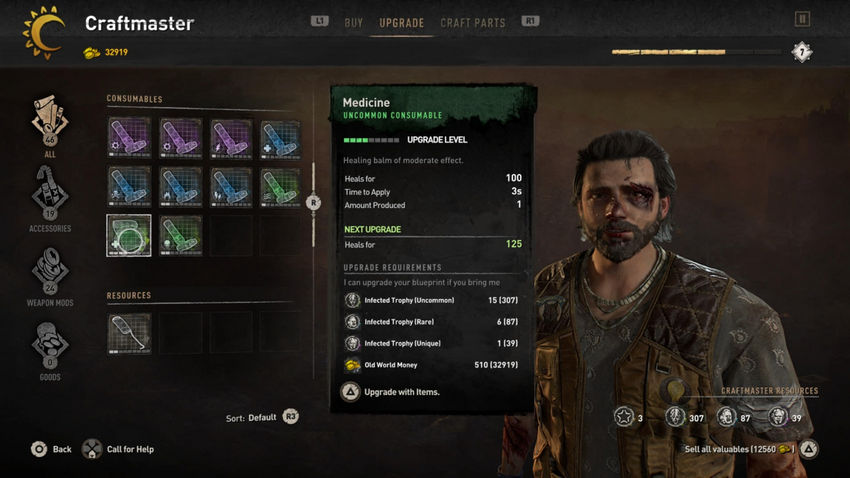 улучшение снаряжения и оружия Dying Light 2