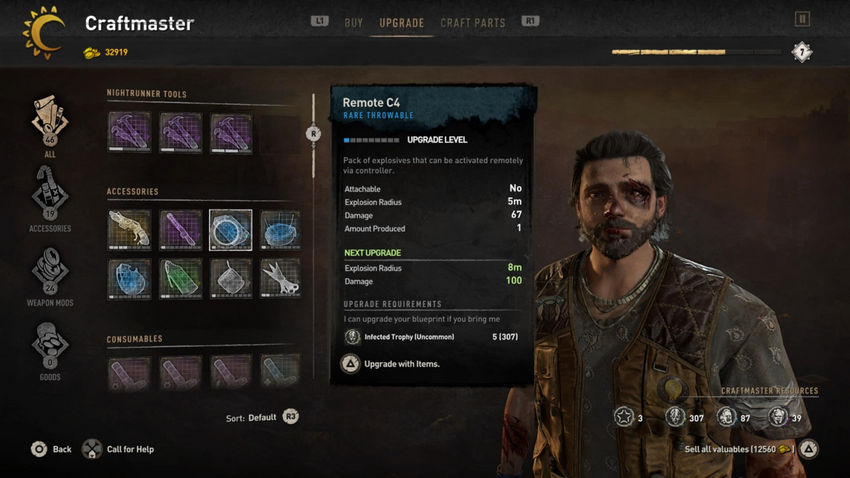 улучшение снаряжения и оружия Dying Light 2