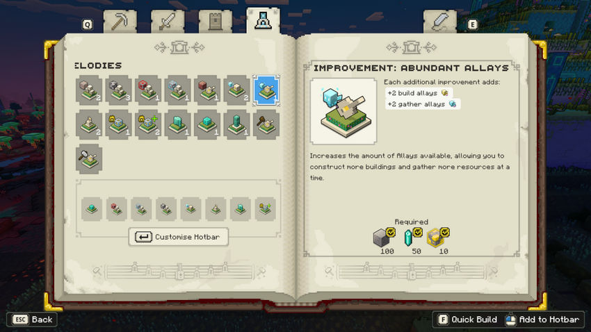 улучшения Minecraft Legends