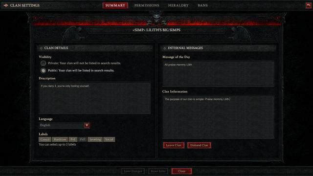 Diablo 4. Кланы